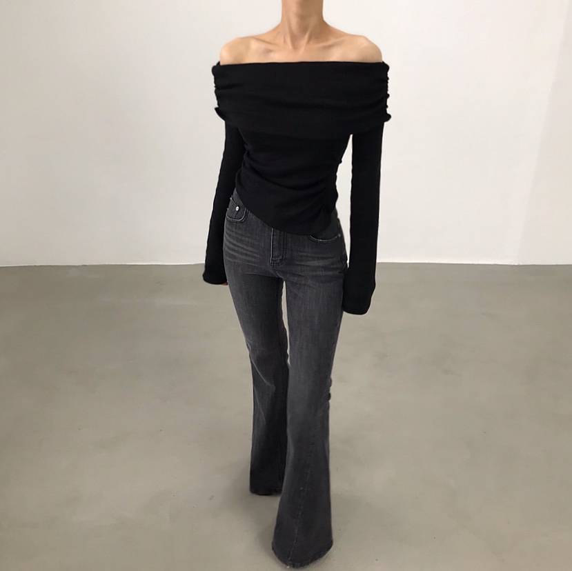 2TWO MOON韓國代購㊣女士新品真品熱賣25秋冬推薦長袖T恤褶皺2TWO MOON長袖T恤圖色3