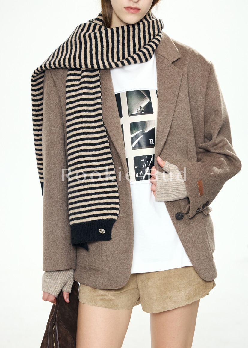 ROOKIE BUD東大門㊣代購女士新品熱賣職業真品圍巾披肩條紋ROOKIE BUD-L圍巾/披肩