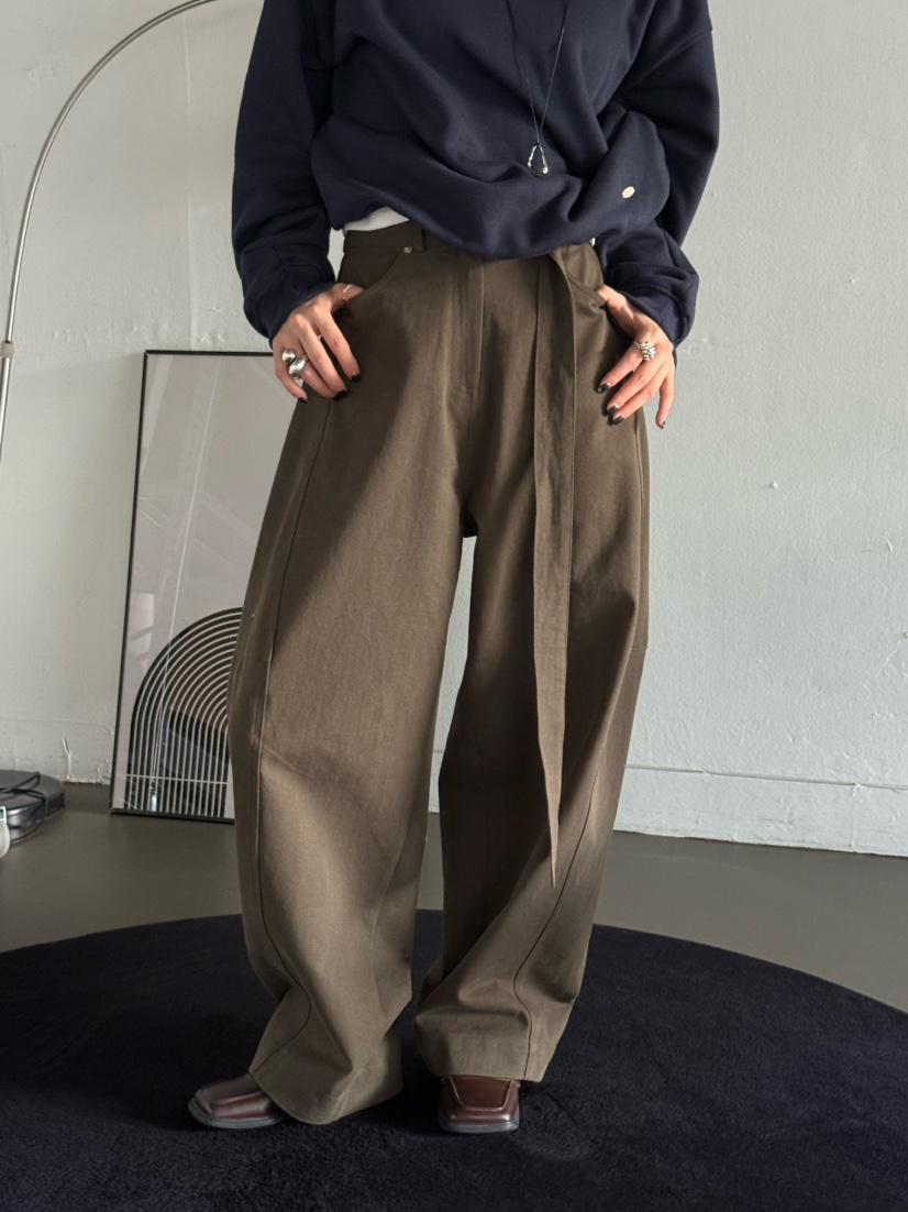 OVER NEAR韓國直郵㊣女裝新款推薦25秋冬人氣休閑褲含腰帶OVER NEAR休閑褲