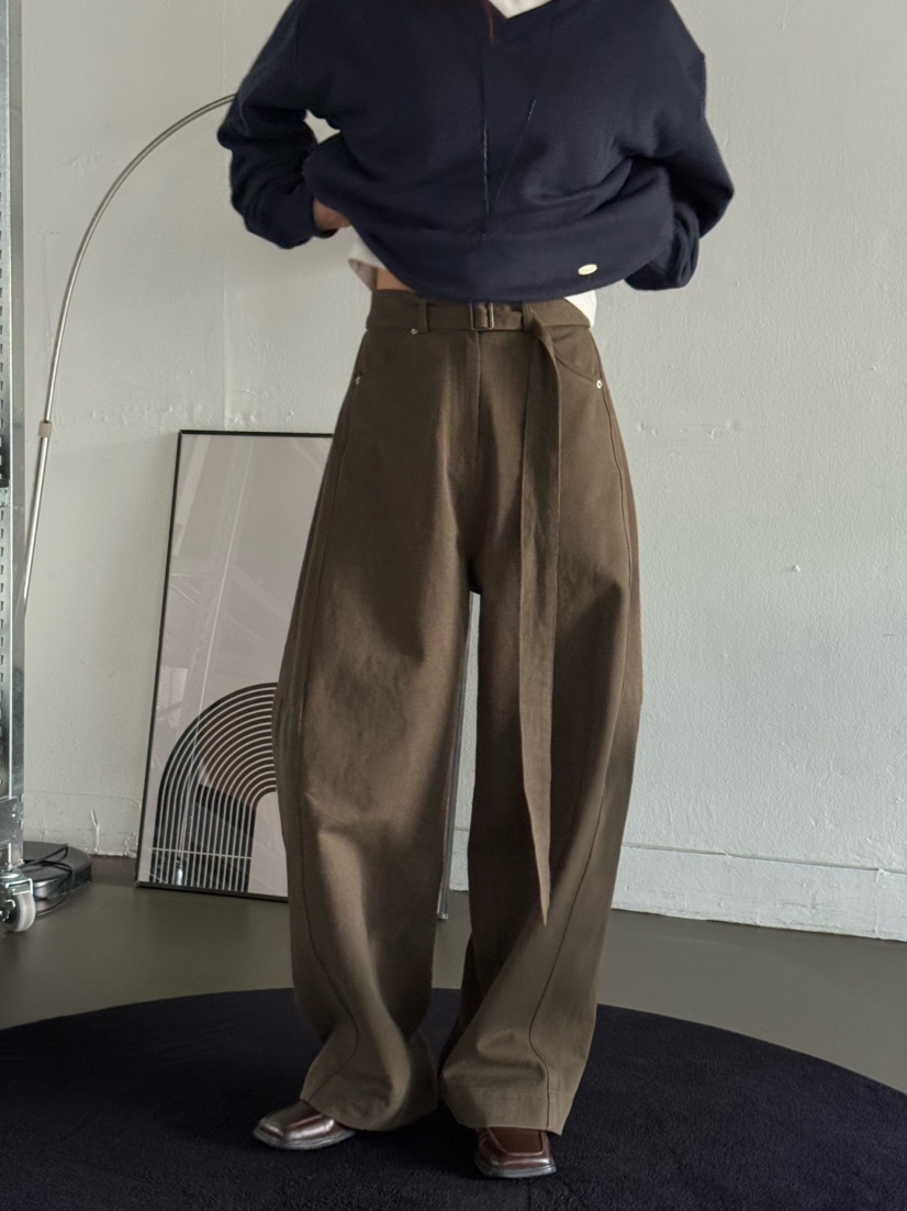 OVER NEAR韓國直郵㊣女裝新款推薦25秋冬人氣休閑褲含腰帶OVER NEAR休閑褲