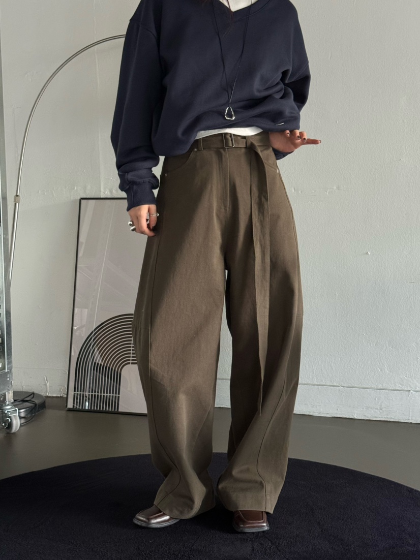 OVER NEAR韓國直郵㊣女裝新款推薦25秋冬人氣休閑褲含腰帶OVER NEAR休閑褲