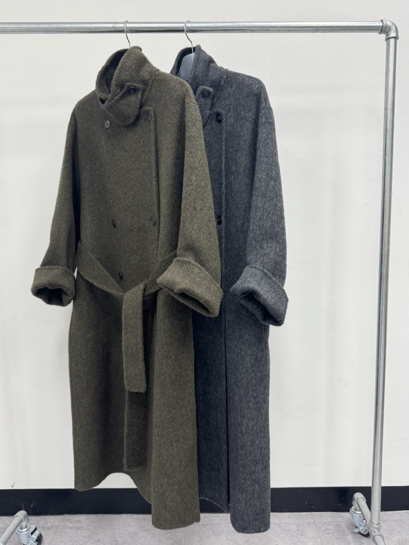 MOSMOS韓國直郵㊣女士新款25秋冬中長款大衣手工制作含腰帶MOSMOS中長款大衣