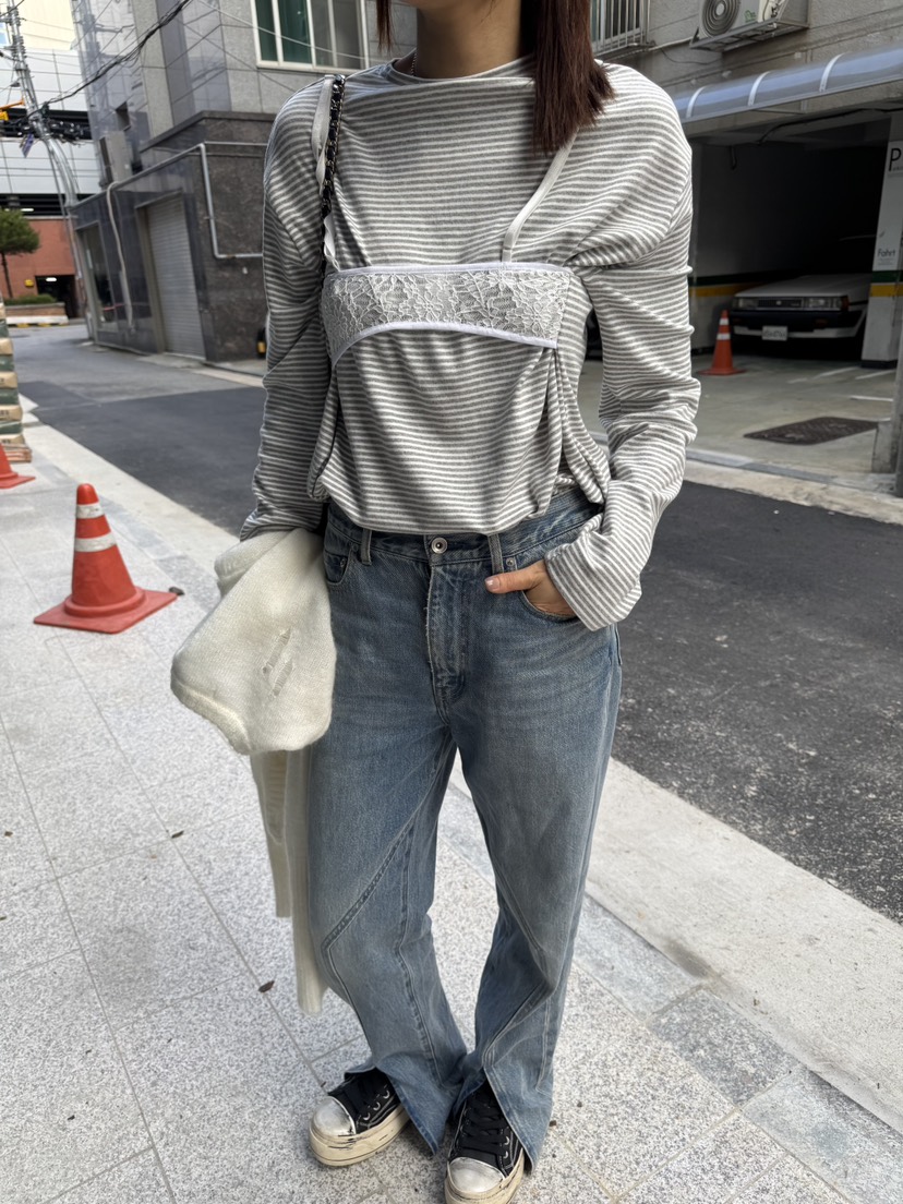 FRANC—L韓國代購㊣女裝新品時尚推薦職業25秋冬長袖T恤假兩件FRANC長袖T恤