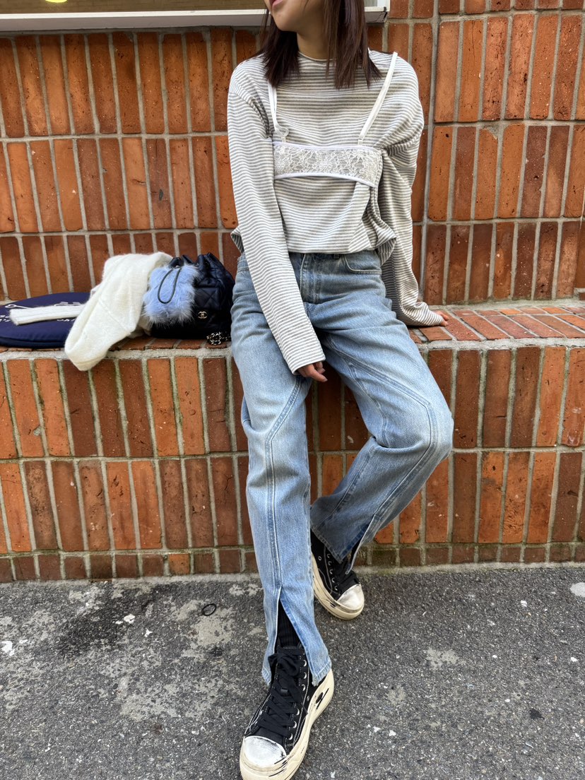 FRANC—L韓國代購㊣女裝新品時尚推薦職業25秋冬長袖T恤假兩件FRANC長袖T恤