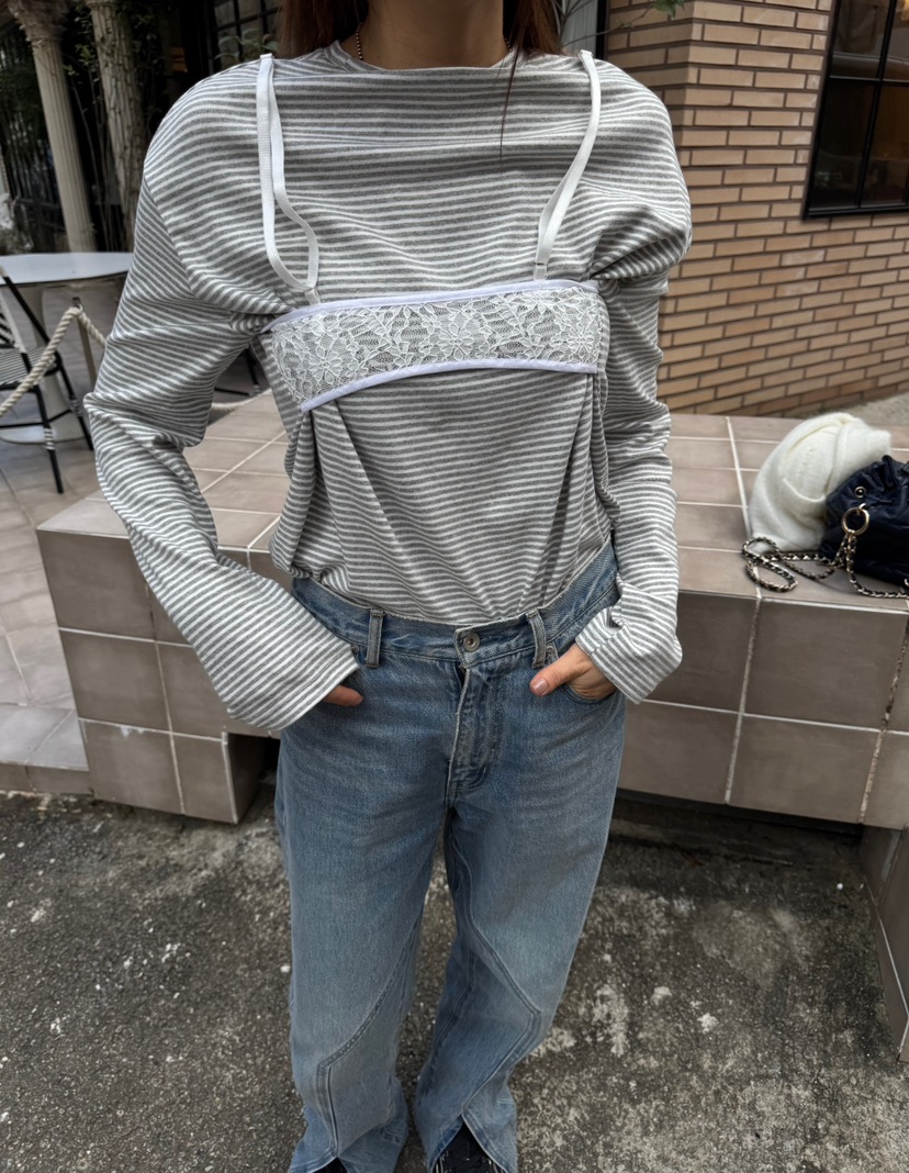 FRANC—L韓國代購㊣女裝新品時尚推薦職業25秋冬長袖T恤假兩件FRANC長袖T恤