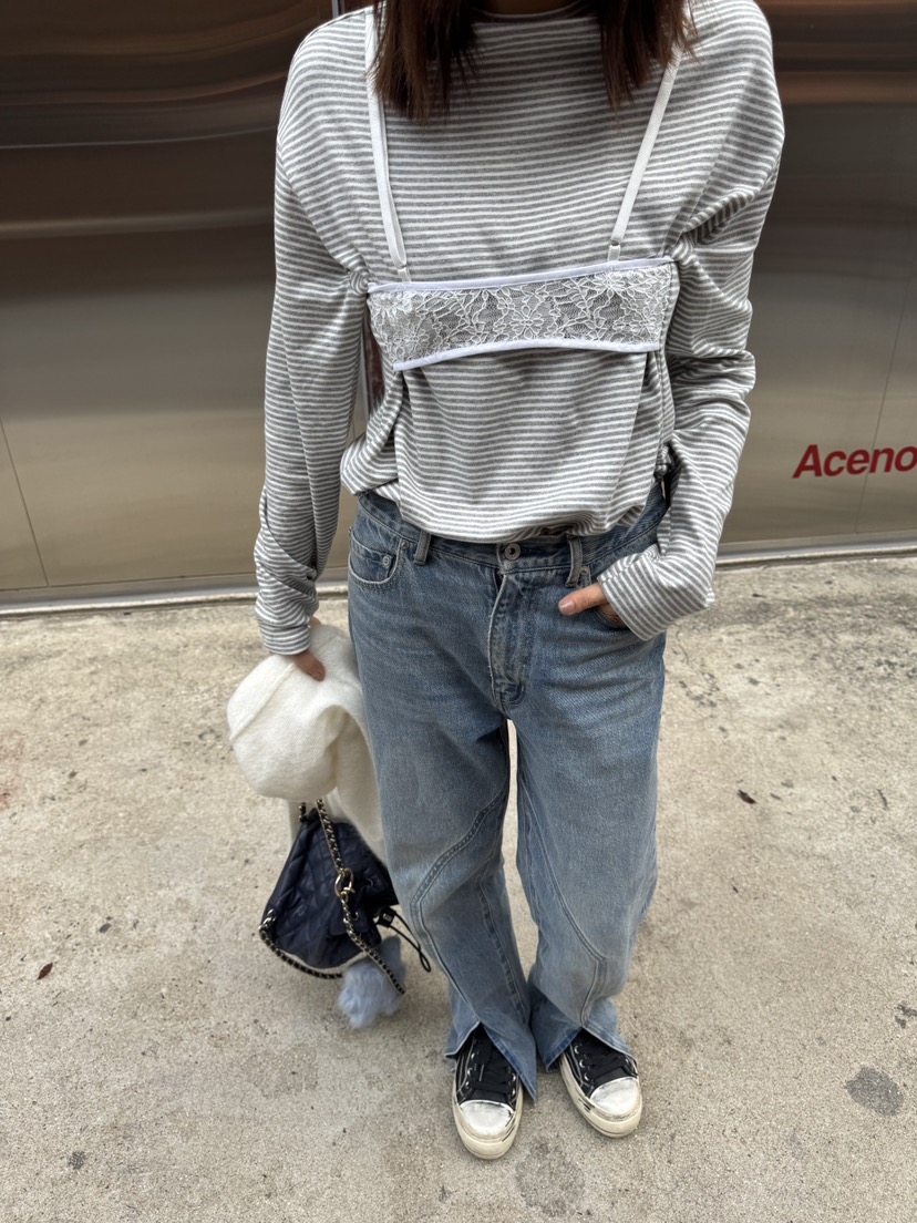 FRANC—L韓國代購㊣女裝新品時尚推薦職業25秋冬長袖T恤假兩件FRANC長袖T恤圖色2