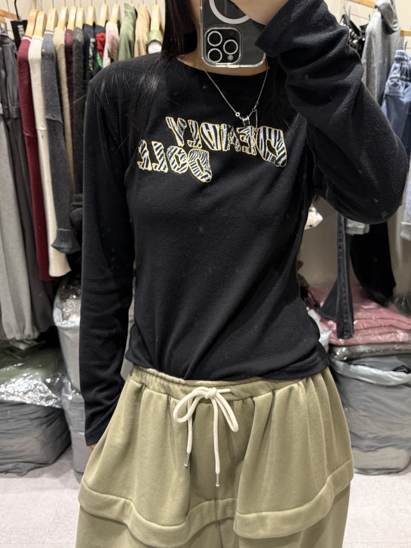 SHIRRING東大門㊣直郵女裝新款25秋冬推薦真品職業熱賣長袖T恤SHIRRING長袖T恤