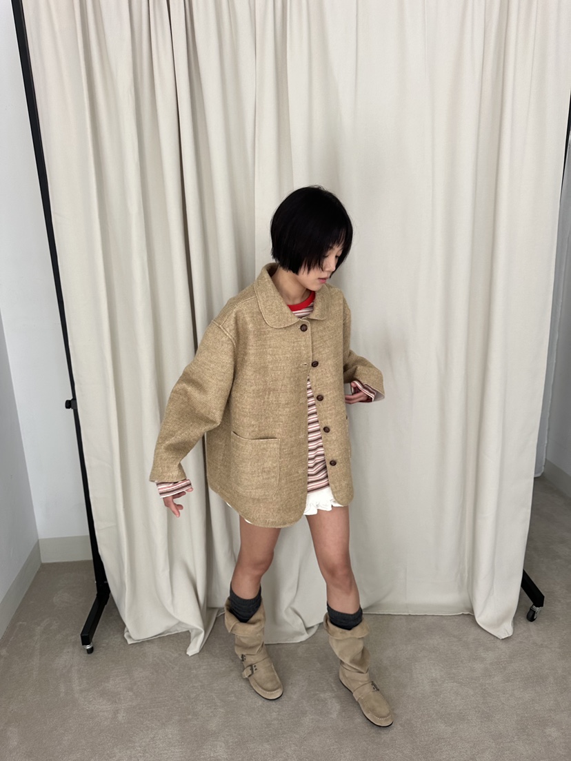 MURS東大門㊣代購女士新款休閑25秋冬推薦時尚真品短款大衣MURS短款大衣