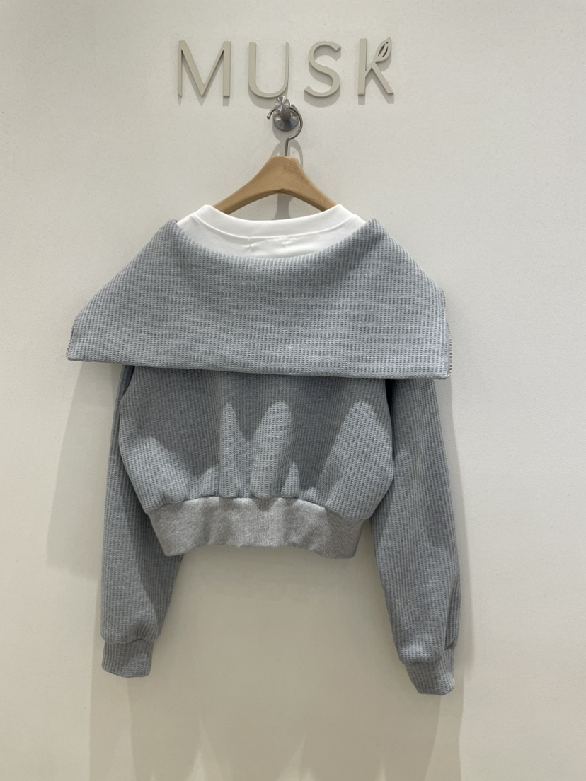 MUSK韓國直郵㊣女士新款休閑熱賣真品推薦時尚衛衣華夫格拉鏈MUSK衛衣