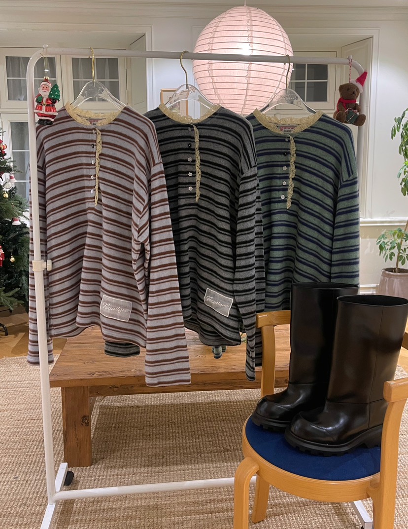 BOUTIQUE-L韓國直郵㊣女裝新品熱賣職業時尚人氣長袖T恤紐扣BOUTIQUE-L長袖T恤