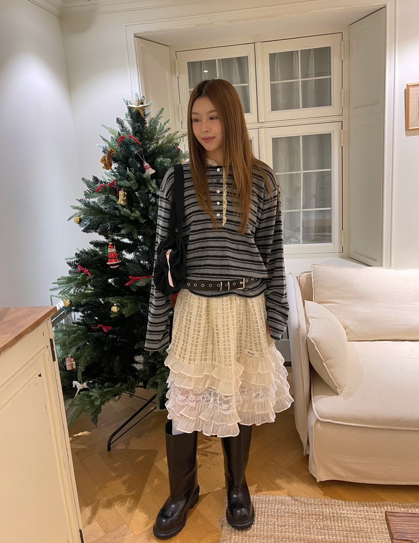 BOUTIQUE-L韓國直郵㊣女裝新品熱賣職業時尚人氣長袖T恤紐扣BOUTIQUE-L長袖T恤