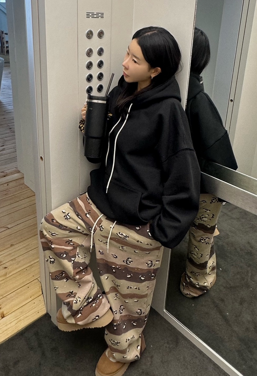 BYRING韓國直郵㊣女裝新款時尚真品人氣休閑推薦休閑褲迷彩BYRING休閑褲