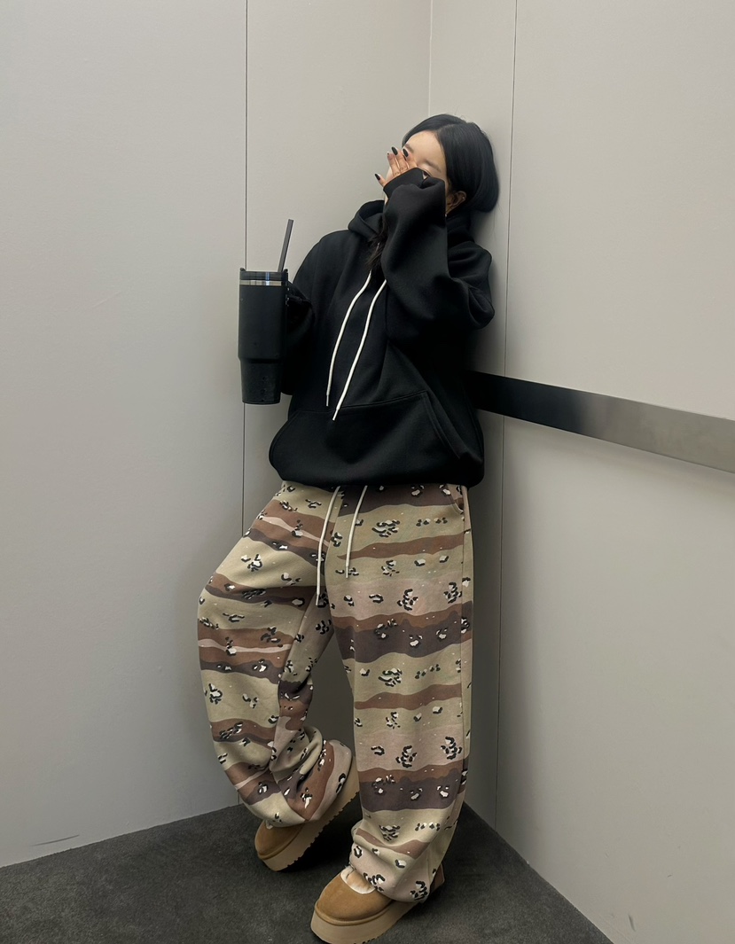 BYRING韓國直郵㊣女裝新款時尚真品人氣休閑推薦休閑褲迷彩BYRING休閑褲