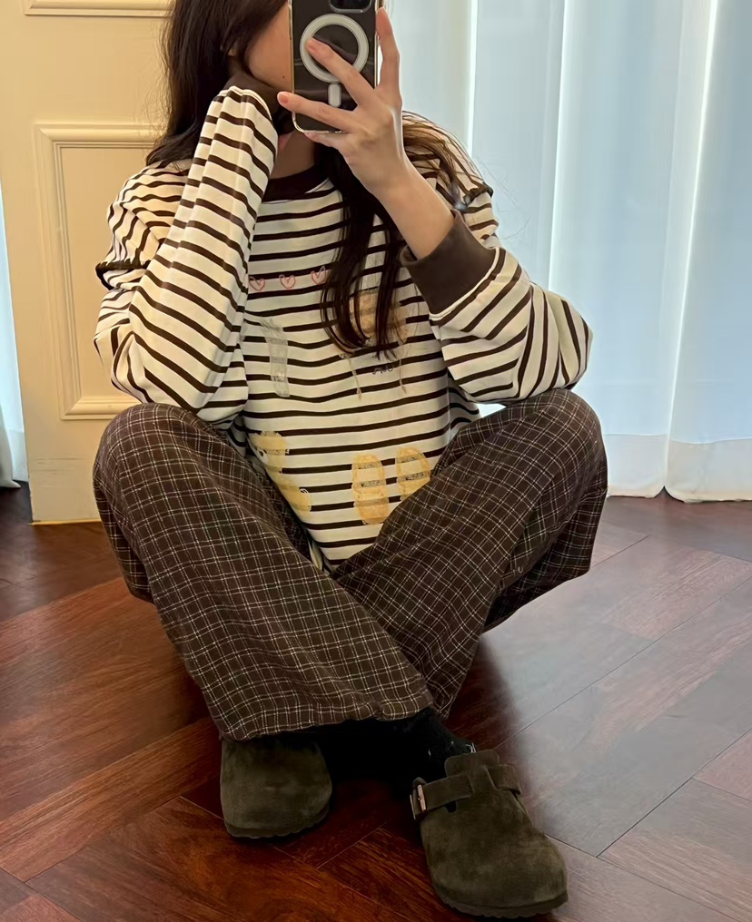 BE&BE東大門㊣直郵女裝新品熱賣時尚真品推薦休閑褲格紋BE&be休閑褲