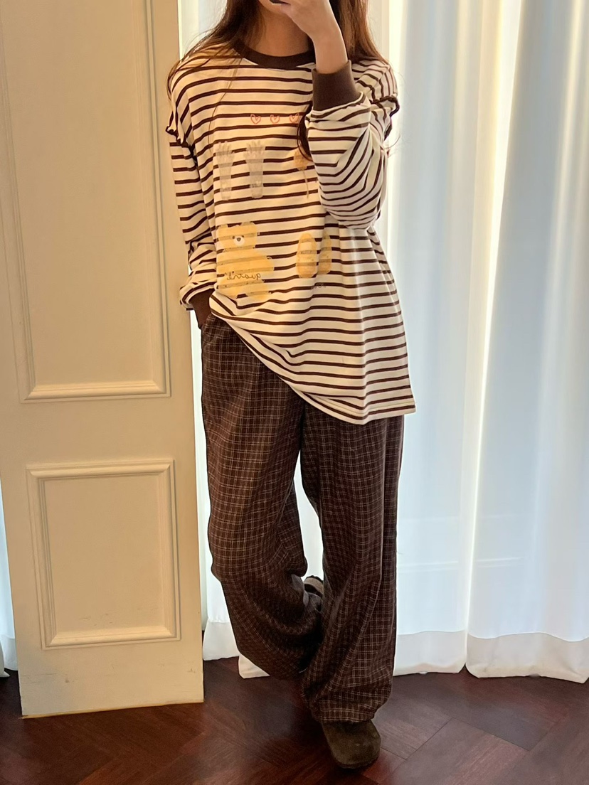 BE&BE東大門㊣直郵女裝新品熱賣時尚真品推薦休閑褲格紋BE&be休閑褲