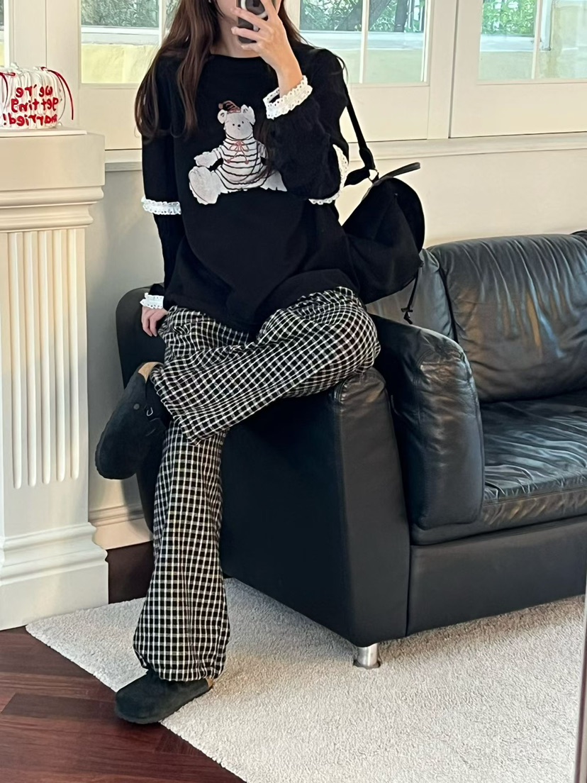 BE&BE東大門㊣直郵女裝新品熱賣時尚真品推薦休閑褲格紋BE&be休閑褲