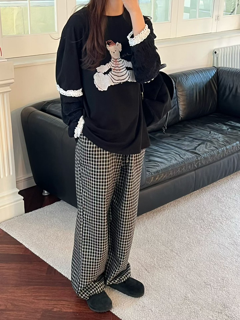 BE&BE東大門㊣直郵女裝新品熱賣時尚真品推薦休閑褲格紋BE&be休閑褲