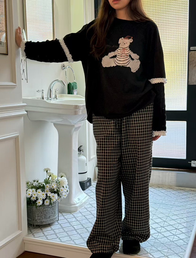 BE&BE東大門㊣直郵女裝新品熱賣時尚真品推薦休閑褲格紋BE&be休閑褲