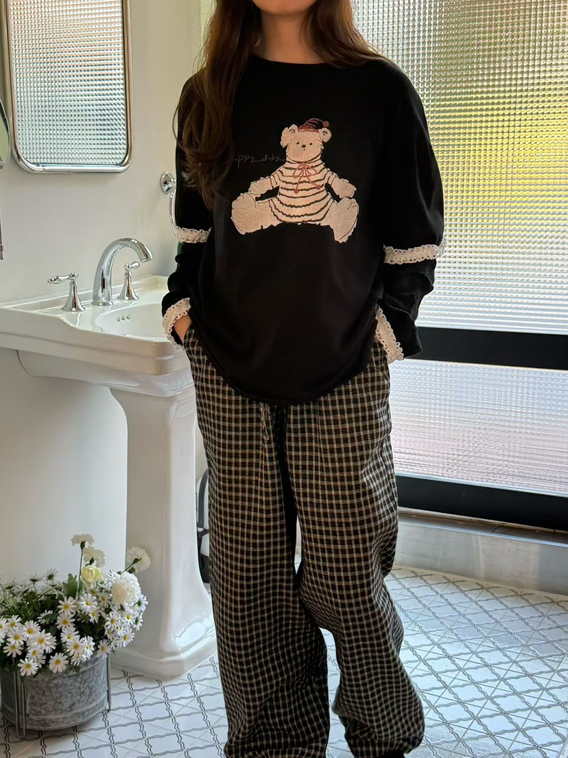 BE&BE東大門㊣直郵女裝新品熱賣時尚真品推薦休閑褲格紋BE&be休閑褲