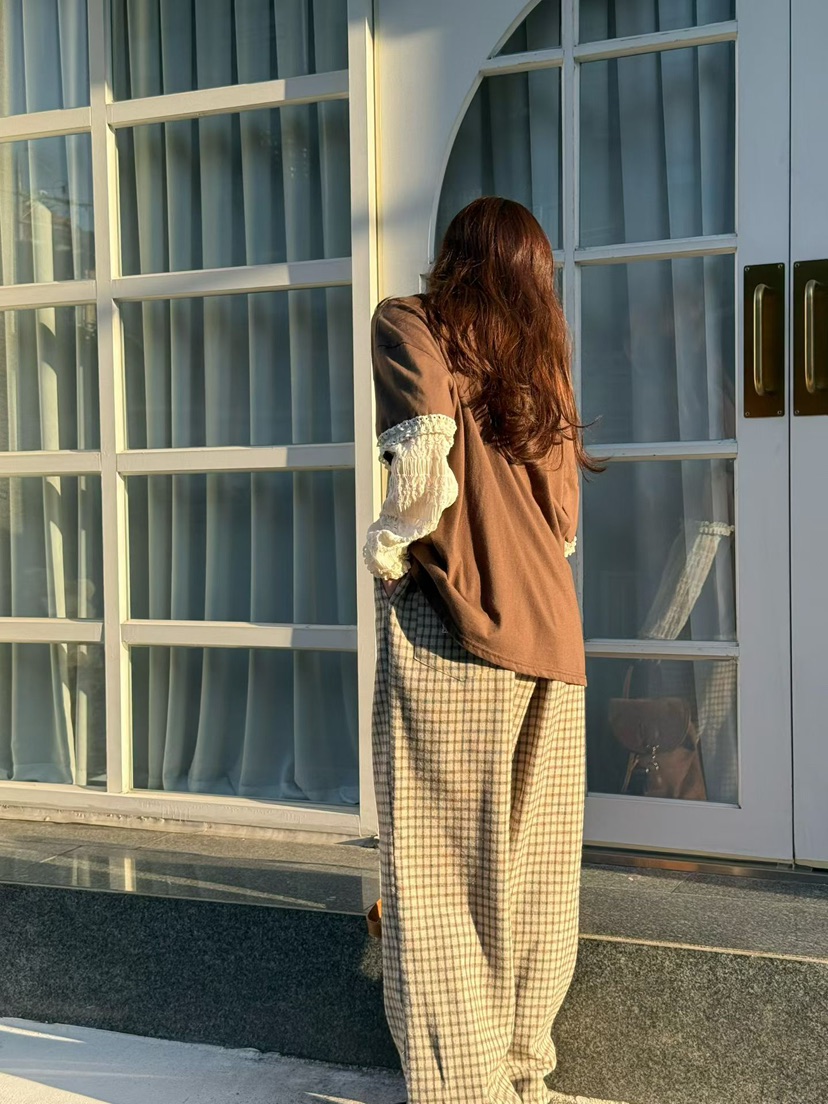 BE&BE東大門㊣直郵女裝新品熱賣時尚真品推薦休閑褲格紋BE&be休閑褲