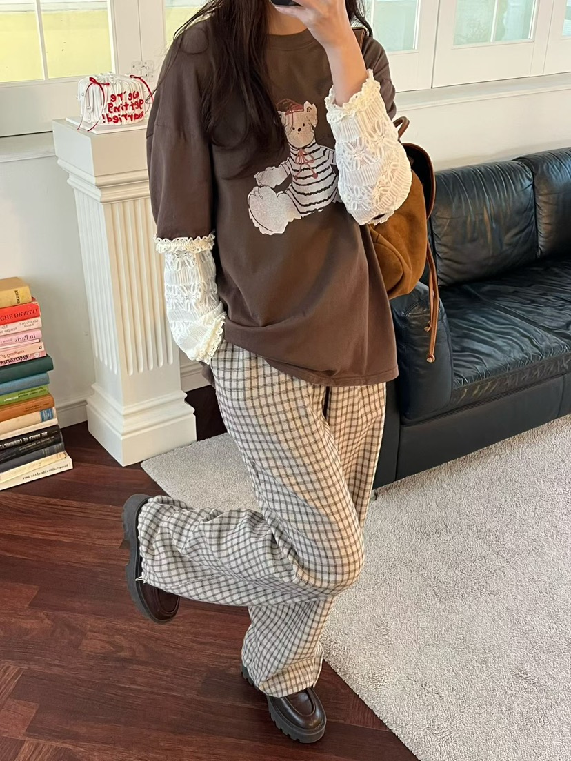 BE&BE東大門㊣直郵女裝新品熱賣時尚真品推薦休閑褲格紋BE&be休閑褲