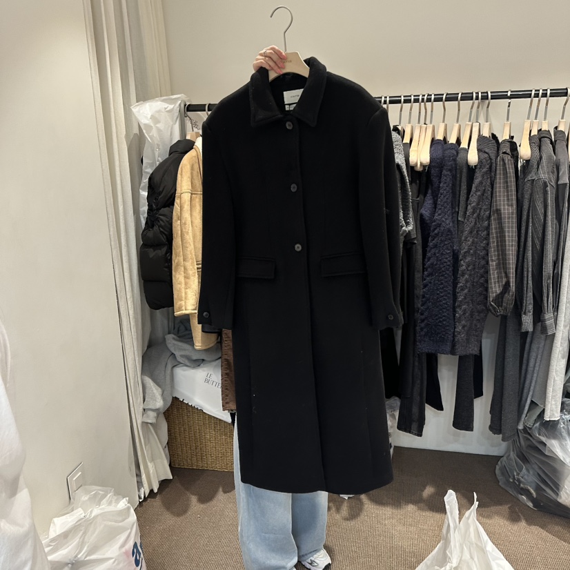 LE BUTTER韓國直郵㊣女士新品真品推薦人氣休閑長款風衣羊毛LE BUTTER長款風衣圖色2