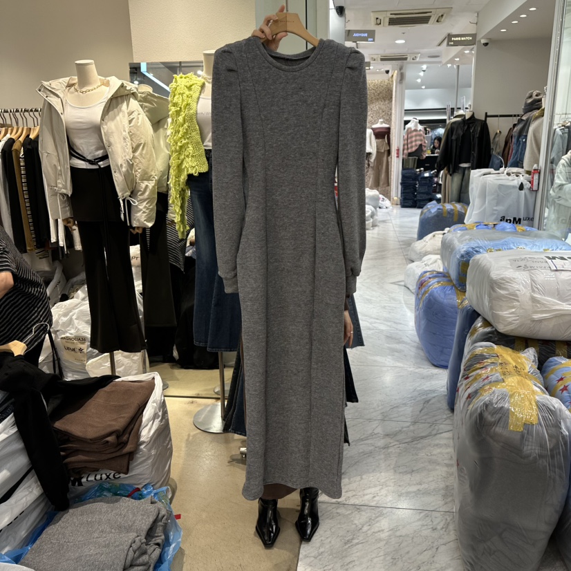 MAGNOLIA36-L東大門㊣實拍女裝新品職業連衣裙不含腰帶羊毛絨MAGNOLIA36-L連衣裙圖色2