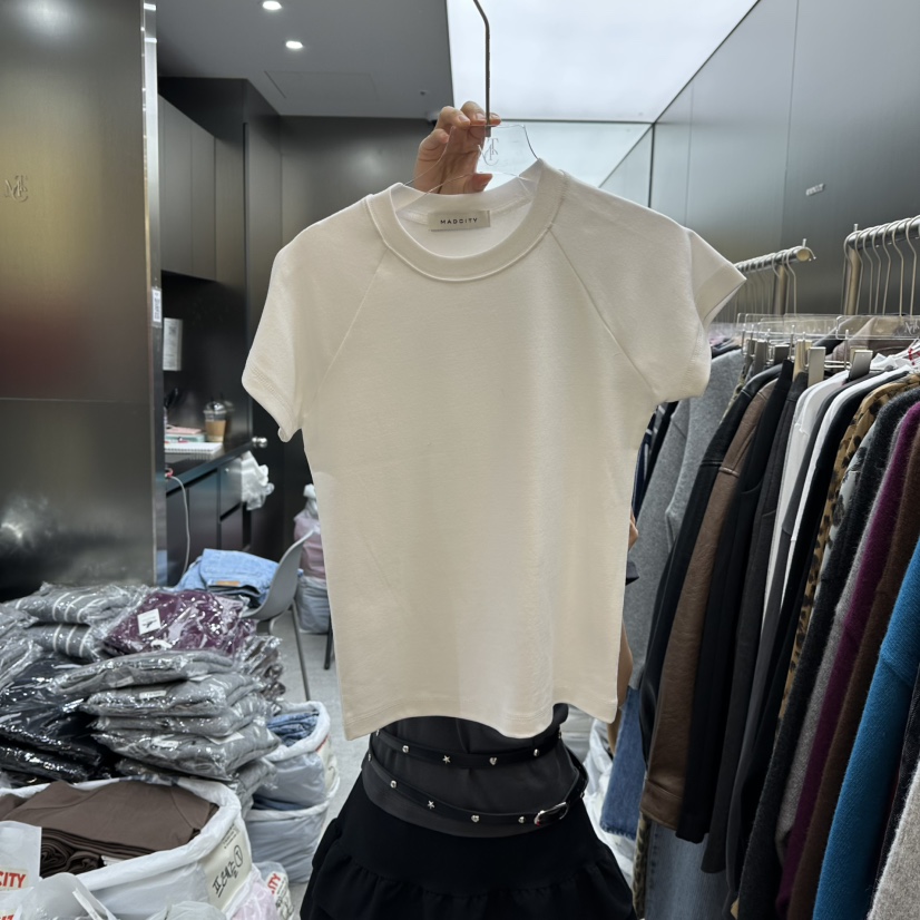 MADCITY東大門㊣實拍女裝新款休閑人氣推薦職業T恤不含腰帶MADCITYT恤