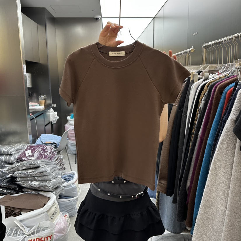 MADCITY東大門㊣實拍女裝新款休閑人氣推薦職業T恤不含腰帶MADCITYT恤圖色2