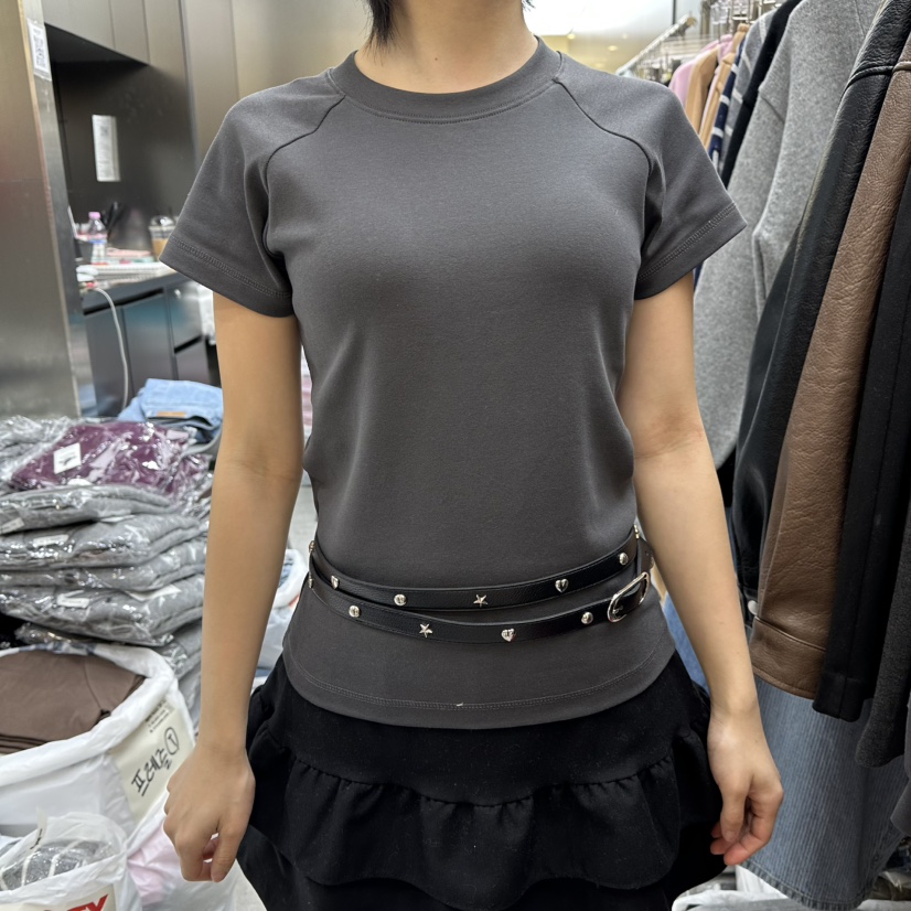 MADCITY東大門㊣實拍女裝新款休閑人氣推薦職業T恤不含腰帶MADCITYT恤圖色3墨色