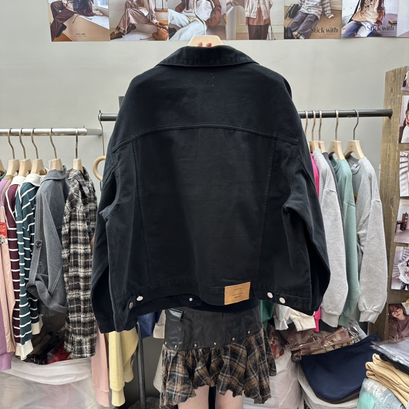 STICK WITH東大門㊣代購女士新款熱賣25秋冬時尚休閑夾克水洗STICK WITH夾克
