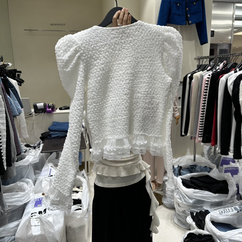 MONOPOLY東大門㊣直郵女士新款人氣25秋冬休閑推薦襯衫蕾絲衫MONO_POLY襯衫/蕾絲衫