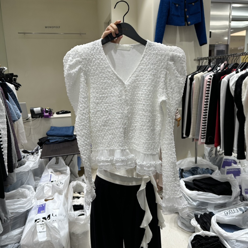MONOPOLY東大門㊣直郵女士新款人氣25秋冬休閑推薦襯衫蕾絲衫MONO_POLY襯衫/蕾絲衫