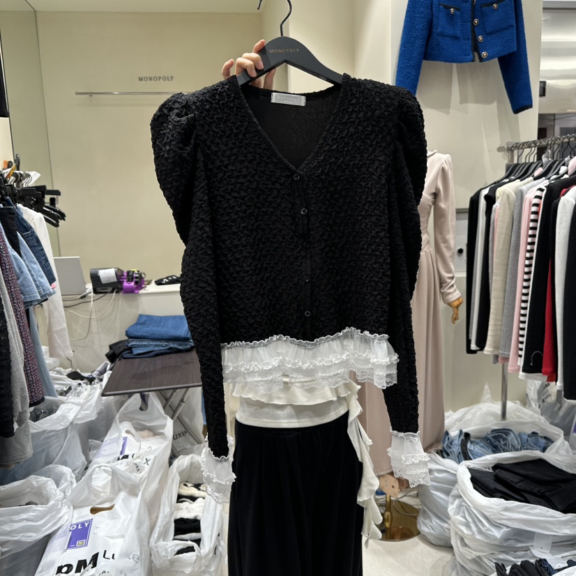 MONOPOLY東大門㊣直郵女士新款人氣25秋冬休閑推薦襯衫蕾絲衫MONO_POLY襯衫/蕾絲衫圖色3