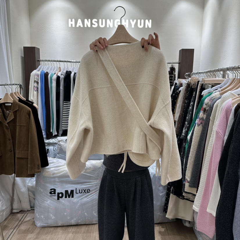 HANSUNGHYUN東大門㊣代購女士新款推薦短款大衣羊毛含包套裝HANSUNGHYUN短款大衣