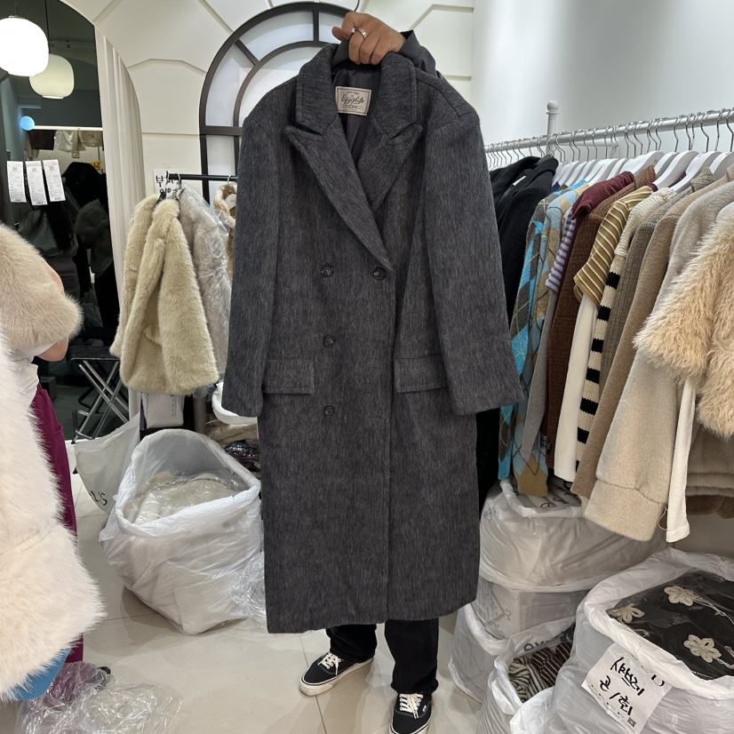 EGG IS東大門㊣實拍女裝新款時尚熱賣人氣真品長款風衣羊毛EGG IS長款風衣圖色2