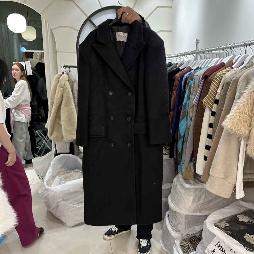 EGG IS東大門㊣實拍女裝新款時尚熱賣人氣真品長款風衣羊毛EGG IS長款風衣圖色3