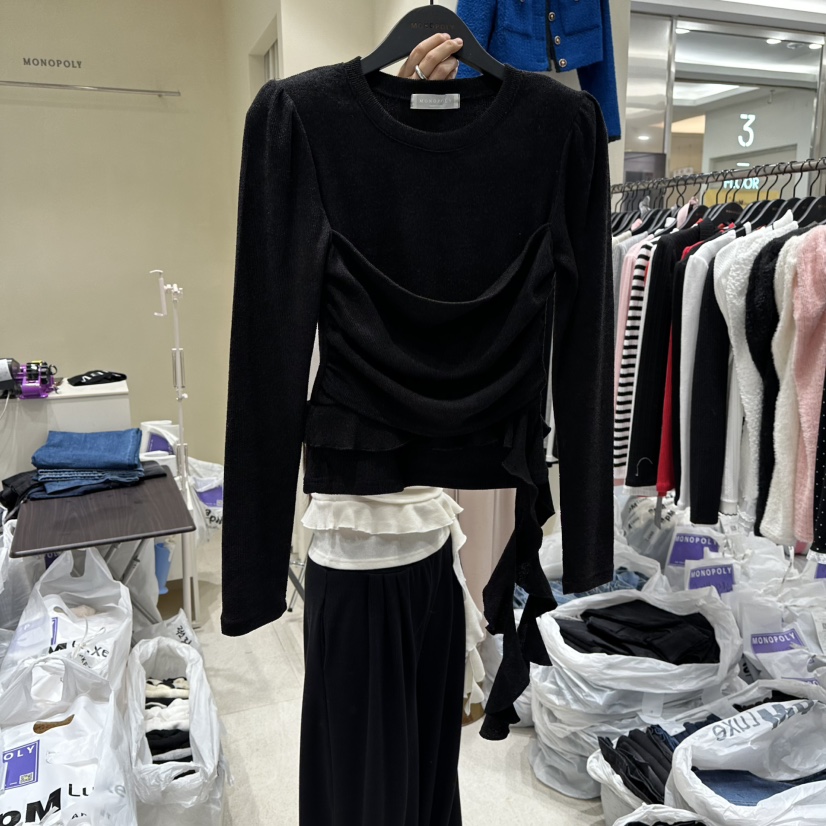 MONOPOLY韓國代購㊣女士新款熱賣休閑時尚人氣長袖T恤假兩件MONO_POLY長袖T恤圖色3