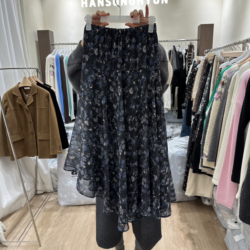 HANSUNGHYUN東大門㊣代購女士新品真品休閑職業長裙雪紡長款HANSUNGHYUN長裙圖色2