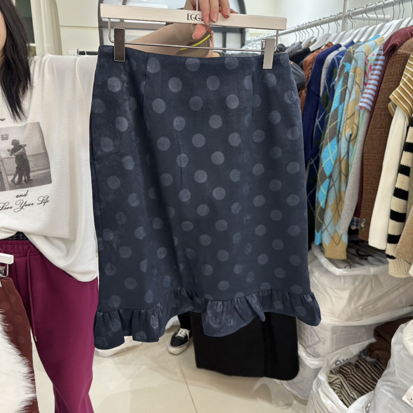 EGG IS東大門㊣實拍女士新品真品推薦時尚短裙天鵝絨圓點裙EGG IS短裙圖色2