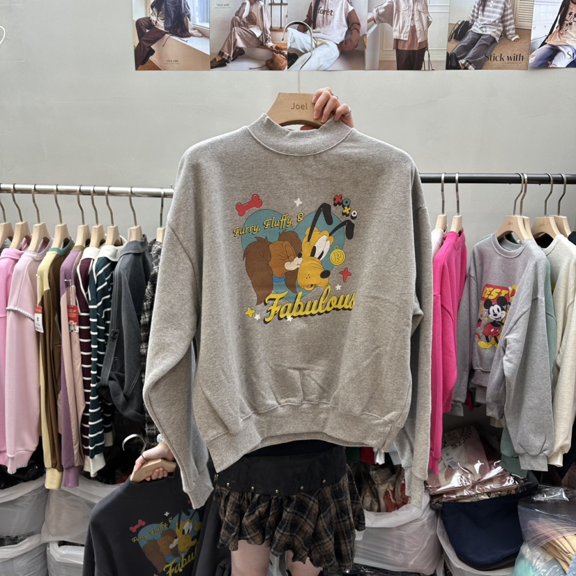 STICK WITH韓國代購㊣女裝新品25秋冬人氣休閑真品時尚衛衣STICK WITH衛衣