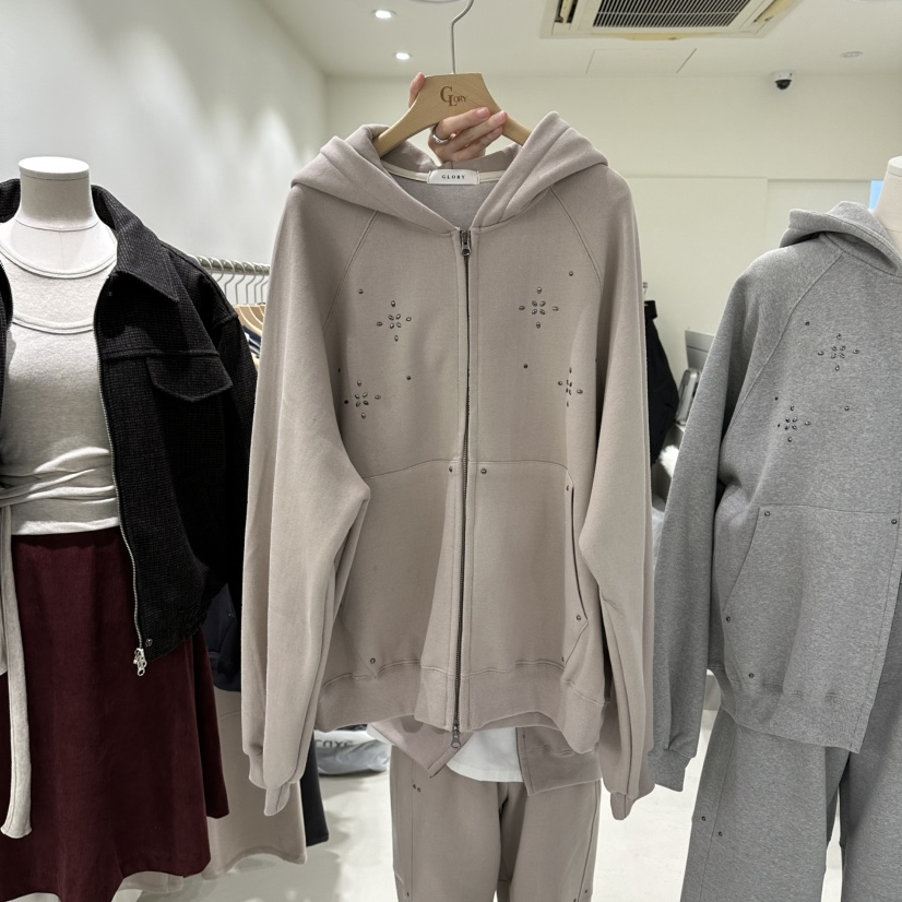 GLORY東大門㊣直郵女裝新品真品熱賣休閑衛衣連帽拉鏈衫拉絲GLORY衛衣圖色2