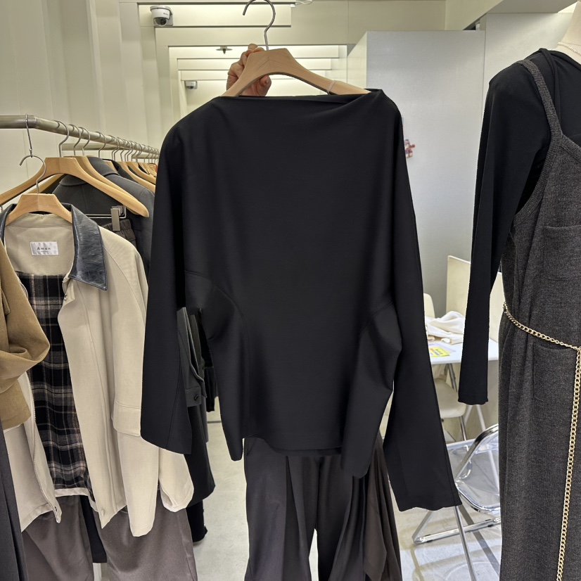 AMON韓國直郵㊣女裝新款休閑人氣真品推薦25秋冬襯衫蕾絲衫AMON襯衫/蕾絲衫圖色2黑色