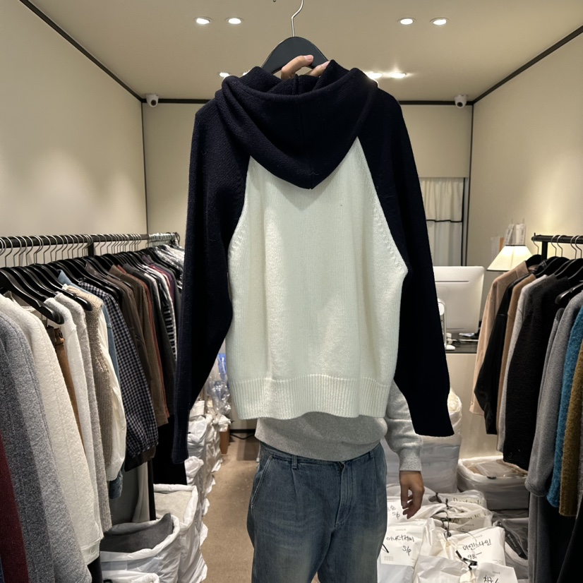 RE STOCK韓國代購㊣女士新品熱賣休閑時尚25秋冬針織衫拉鏈連帽RE STOCK針織衫