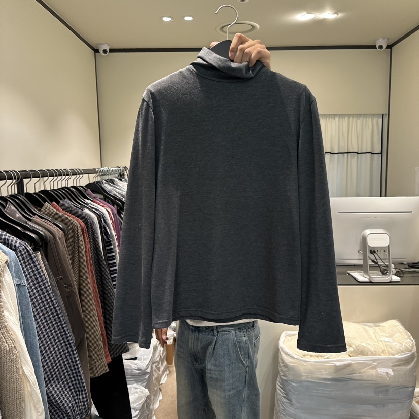 RE STOCK東大門㊣代購女士新款職業休閑時尚25秋冬長袖T恤RE STOCK長袖T恤圖色2墨色