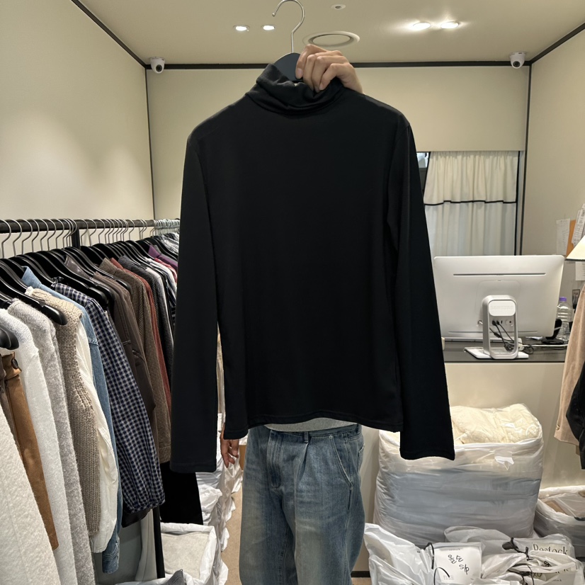 RE STOCK東大門㊣代購女士新款職業休閑時尚25秋冬長袖T恤RE STOCK長袖T恤圖色4黑色