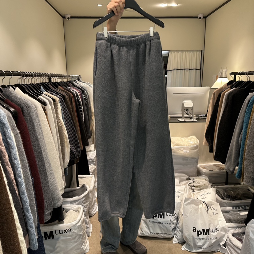 RE STOCK韓國代購㊣女裝新品人氣休閑25秋冬時尚休閑褲羊毛RE STOCK休閑褲圖色2