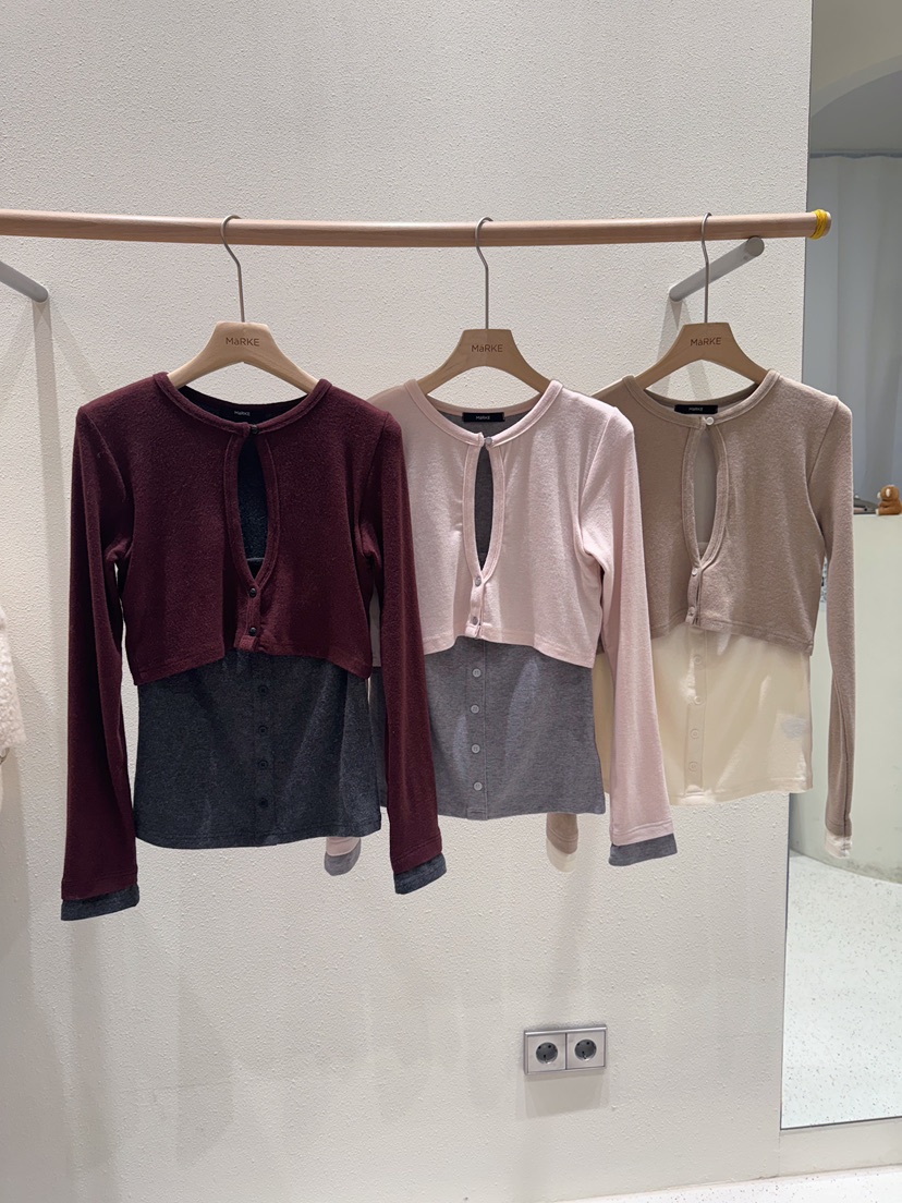 MARKE-P東大門㊣實拍女裝新品人氣25秋冬長袖T恤安哥拉開衫MARKE-P長袖T恤