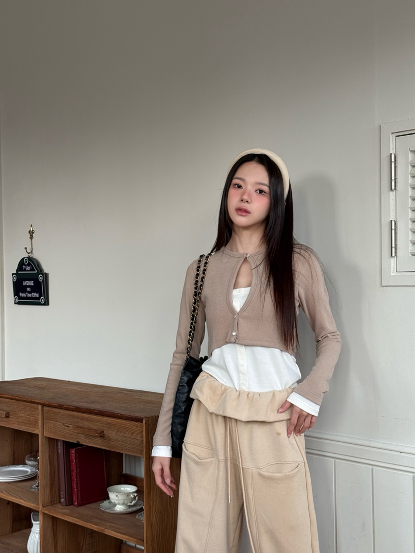 MARKE-P東大門㊣實拍女裝新品人氣25秋冬長袖T恤安哥拉開衫MARKE-P長袖T恤