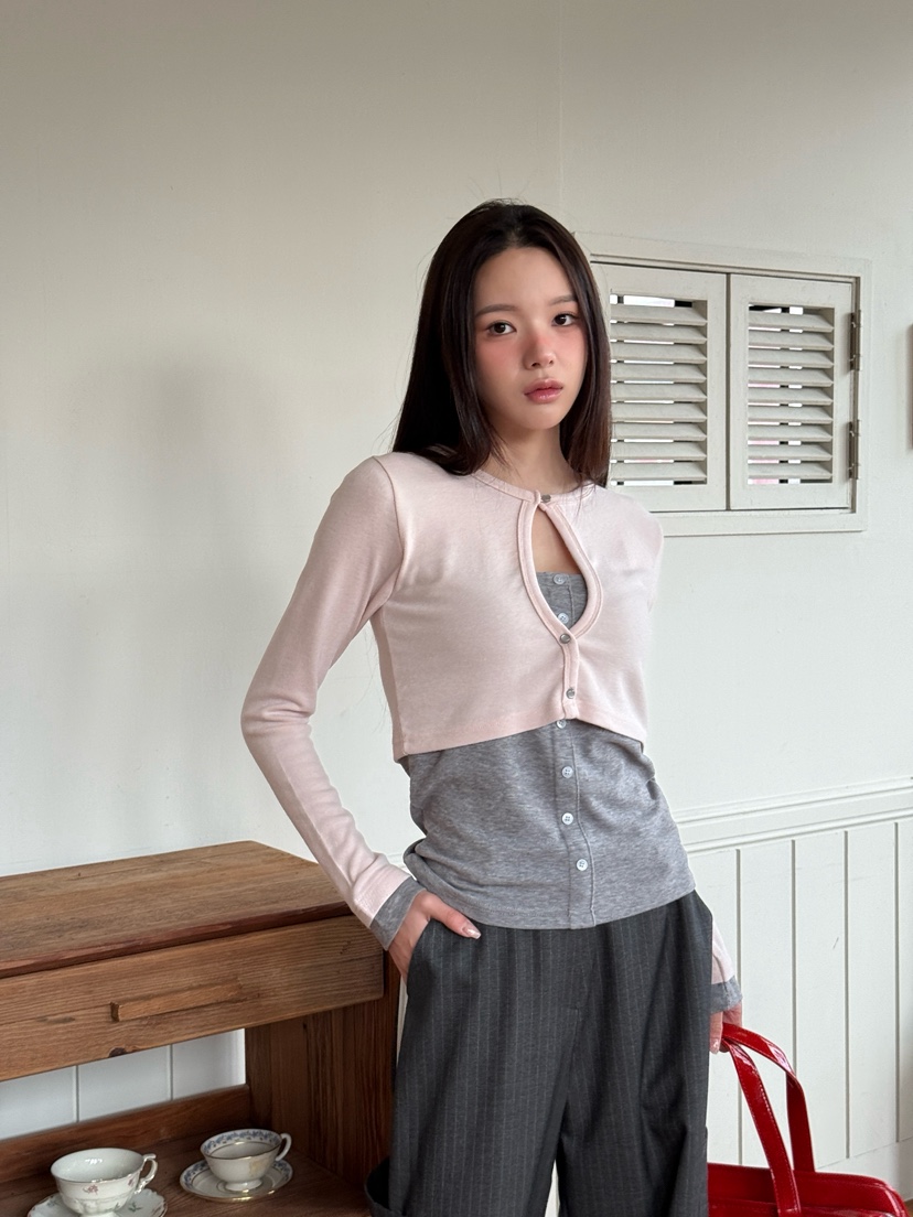 MARKE-P東大門㊣實拍女裝新品人氣25秋冬長袖T恤安哥拉開衫MARKE-P長袖T恤